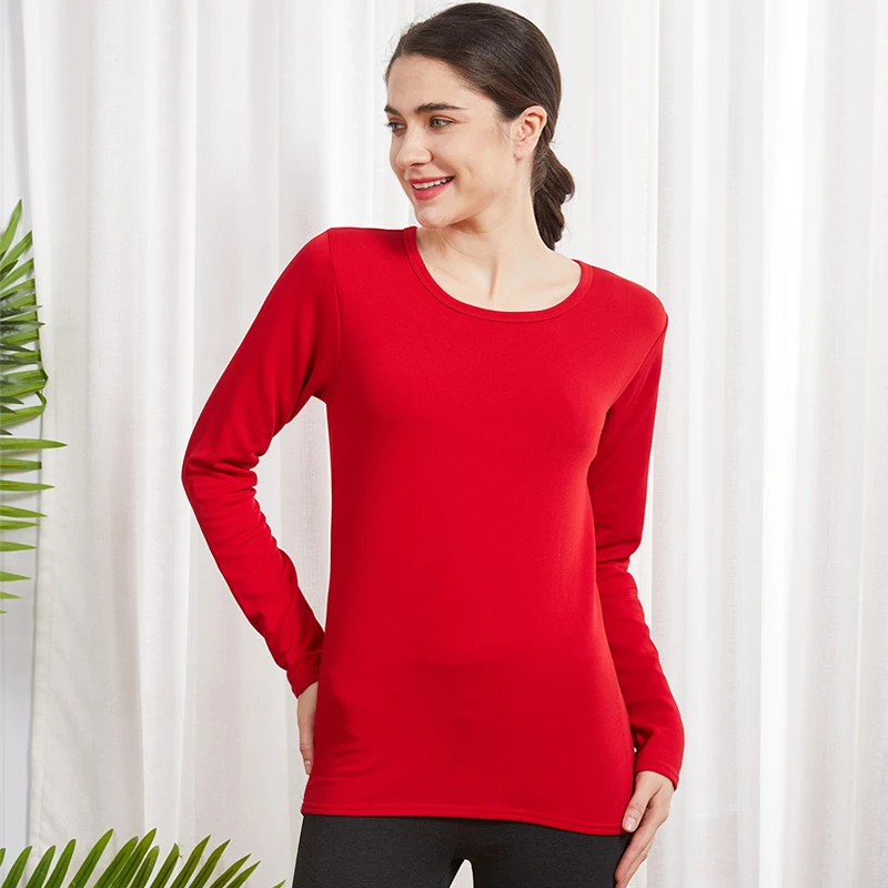 

Женское термобелье, топы, красная женская осенняя одежда, бесшовное теплое нижнее белье с длинным рукавом, облегающие высокоэластичные женские рубашки