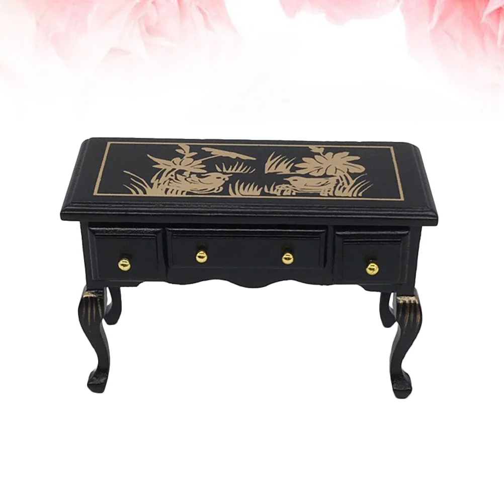 

Mini Miniature Desk House Furniture Writing Wooden Decor Decoration Accessories Model Toy Ornament Set Room