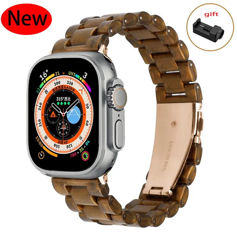 

Glitter powder Resin ultra 49mm Strap For Apple Watch 41mm 38 42 44 40 mm Macaron Replace Wrist Watchband Belt Smart Watch Band