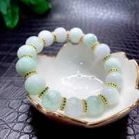 natural green jade a gemstone barrel carved beads bracelet women men 10mm carved natural jade a crystal round beads aaaaaa