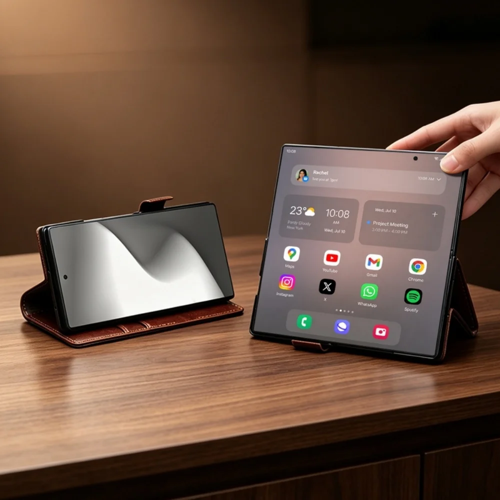 Чехол-книжка Qialino из натуральной кожи премиум-класса для Samsung Galaxy Z Fold 8 Ultra ZFold8, ретро-дизайн, с магнитными слотами для карт, кошелек-обложка (art.: 3920dc22ab8a7) - 3920dc22ab8a7