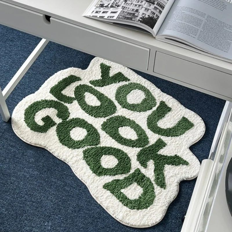 

Top quality Tufted Carpet Anti Slip Bottom Irregular Letters Welcome Mats Creative Kitchen Rug Doormat Entrance Home Decor Rugs