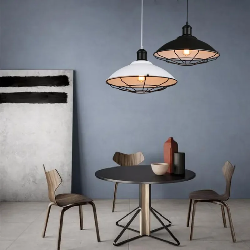 

Nordic Simple Restaurant Retro Industrial Style Chandelier Creative Personality Loft Pot Cover Yang Bar Iron Droplight Lampshade