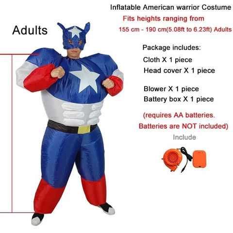 Надувной костюм для косплея Superheros для детей и взрослых, надувная одежда американского воина, унисекс, для представлений в американском стиле