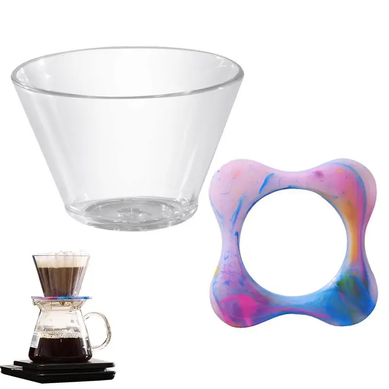 

Coffee Filter Holder Resin Backlighting Coffee Strainer Large Coffee Maker Flat Bottom Basket Dripper For Large Batch