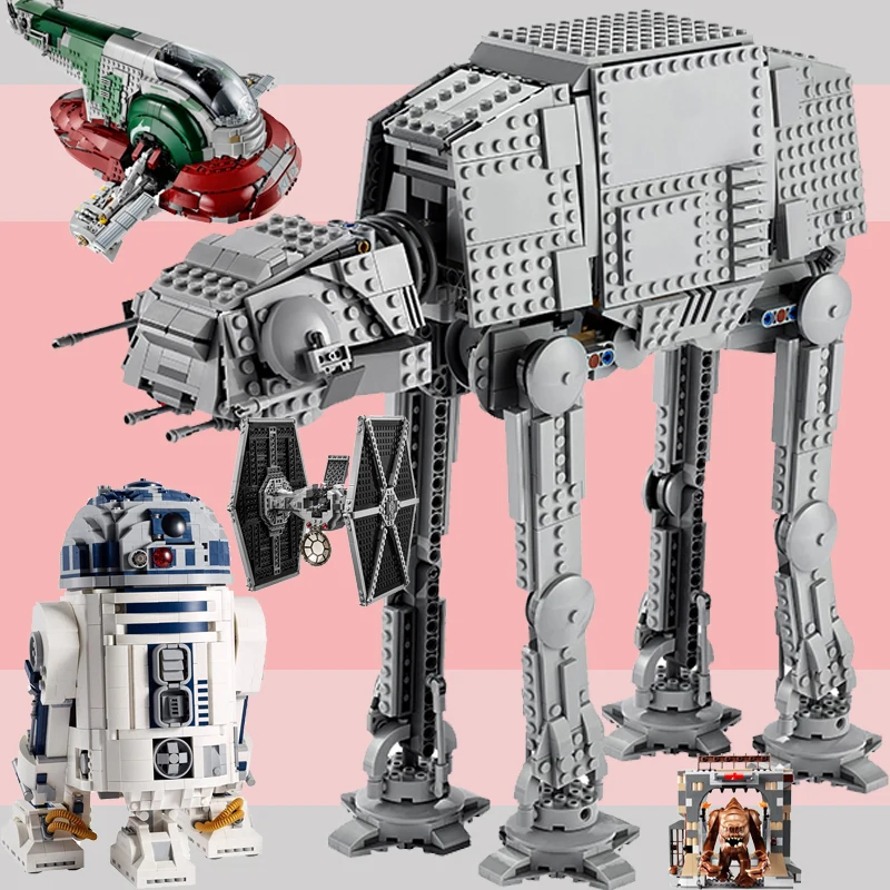 

Звездные войны, космический корабль UCS Slave UCS Razor Crest, большой размер AT-AT, строительные блоки, совместимые с 75060 75288 75308, кирпичи в подарок