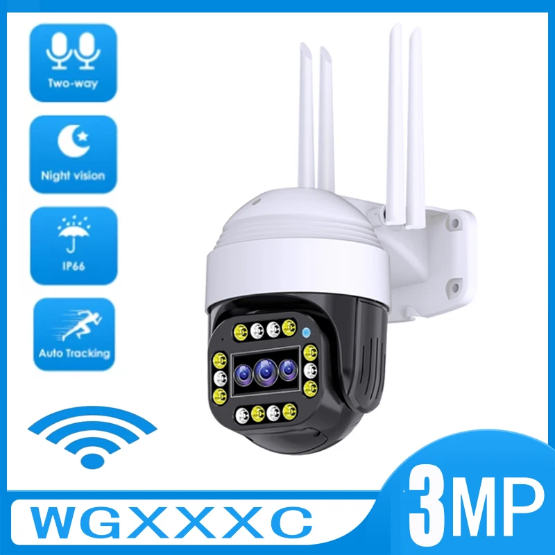 

Наружная камера видеонаблюдения 3 Мп с Wi-Fi, удаленная камера с pir-датчиком присутствия, полноцветная водонепроницаемая IP-камера с ночным вид...