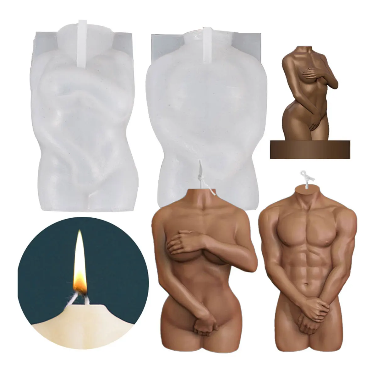 

Candle Mold Body Silicone Molds Shy Man Shy Woman Candle Making Reusable Candle Make Mold DIY Epoxy Resin Craft Moule Bougie