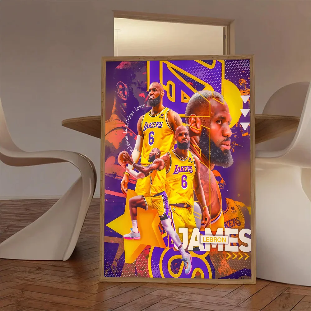 Баскетболист L-LeBron Джеймс плакат с бумажным принтом для дома гостиной спальни