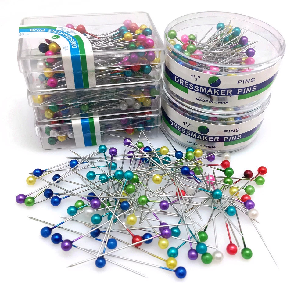 

38cm Colorful Round Pearl Head Needles Stitch Straight Push Sewing Pins For Dressmaking DIY Positioning Sewing Tools