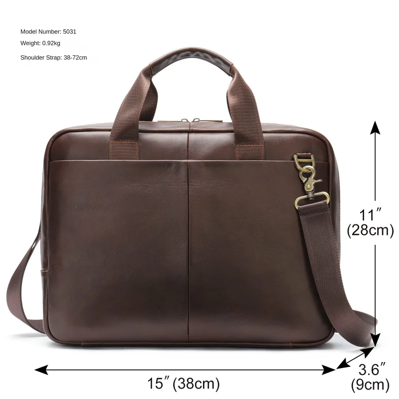 Portfolios Briefcase Vintage Laptop Bag High Quality Genuine Leather Men Messenger Bags Multifunction Business Handbag