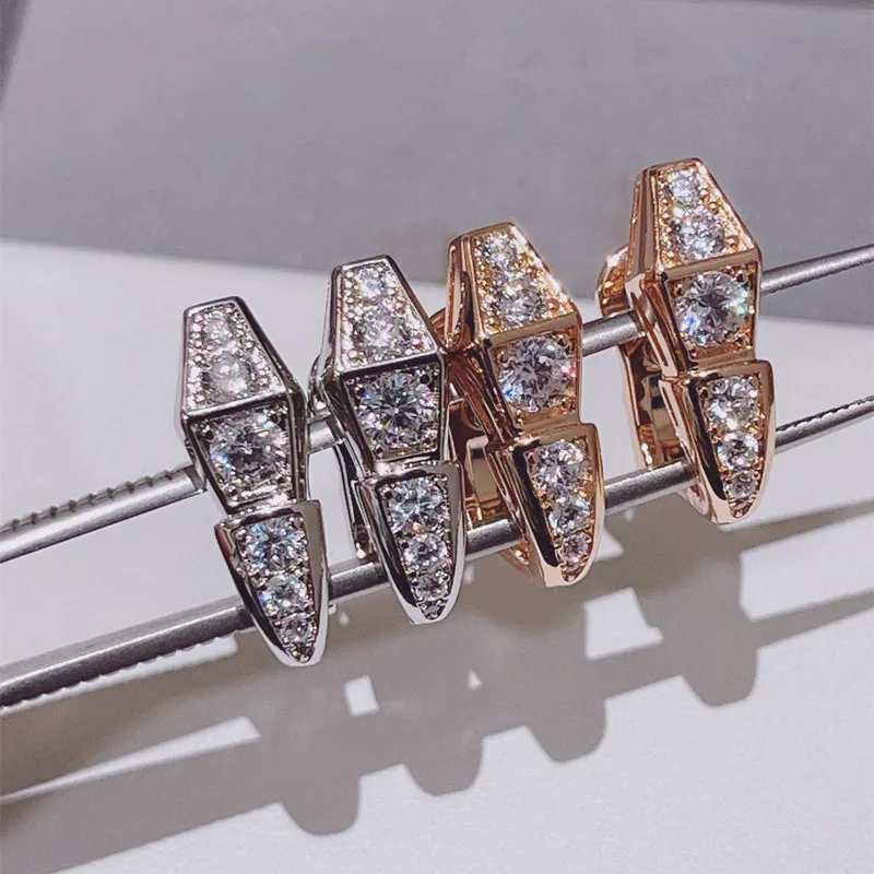 

925 sterling silver inlaid zircon snake-shaped earrings Women's simple temperament Fashion brand luxury jewelry party gift