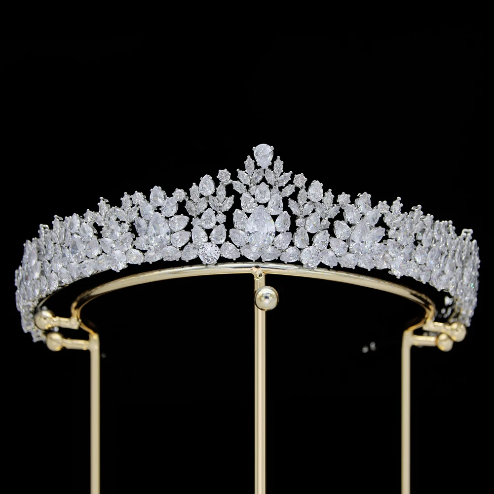 

Свадебные короны невесты с фианитами, золотистые и Серебристые тиары с фианитами, аксессуары для волос на день рождения