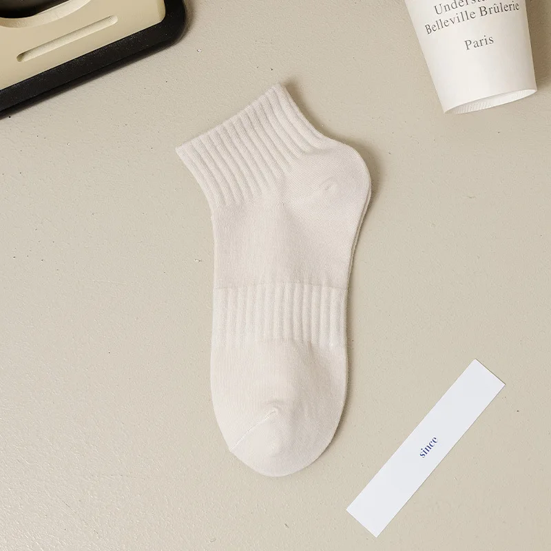 Short socks for women, pure cotton, summer, thin, solid color, versatile ins, Japanese sports socks, sweat absorbing, breathable