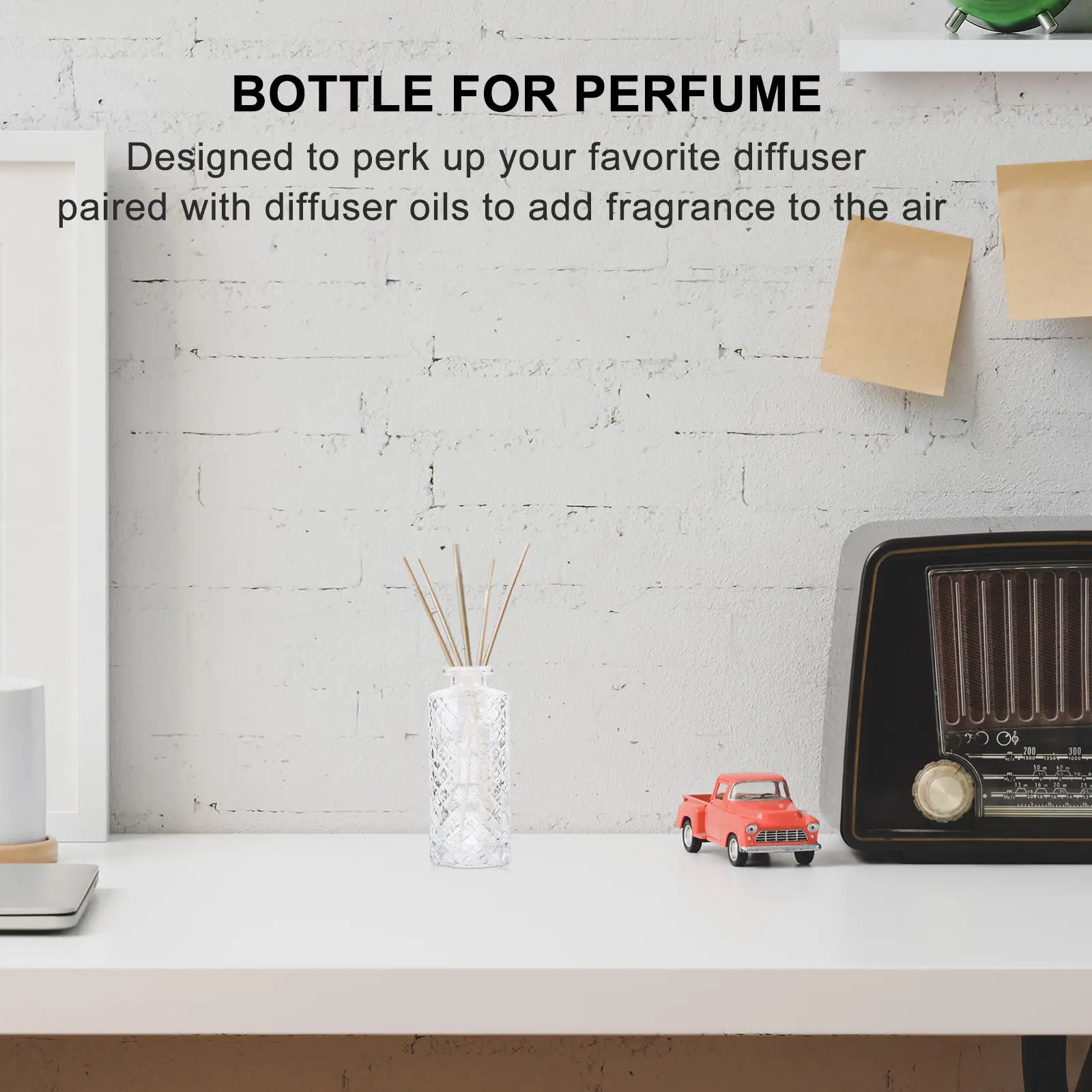 Фото Набор из 3 стеклянных диффузорных бутылок с плоским дном и узким горлышком, для ароматерапии, безопасные для использования, контейнеры для ароматов, подарок для дома №1