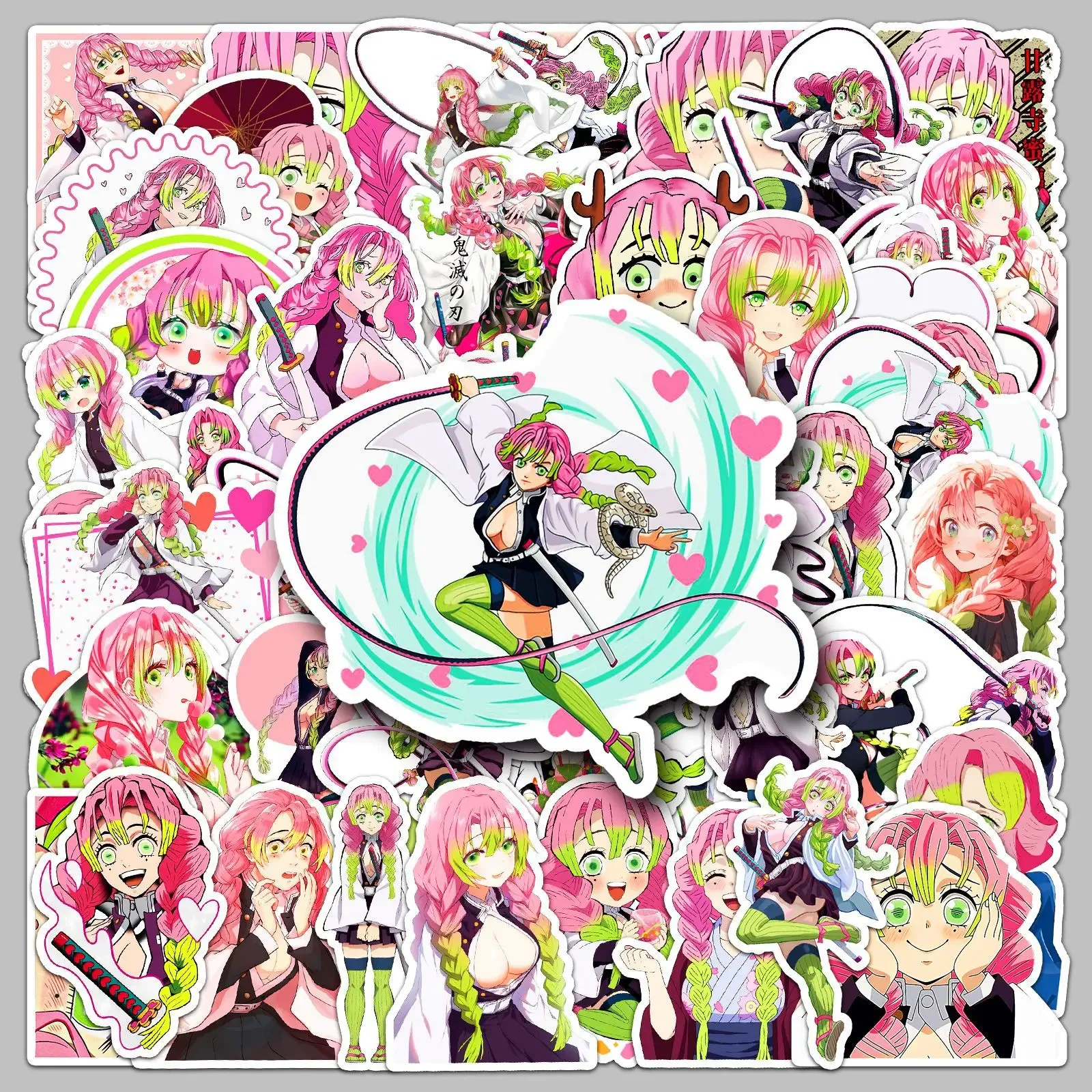 50 шт японского аниме Demon Slayer Kanroji Mitsuri граффити декоративная наклейка на чемодан с