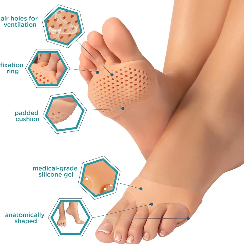 4PCS Silicone Forefoot Pads Pain Relief High Heels Half Insoles for Women Foot Protector Toe Separator Cushion Pads Shoes Pad