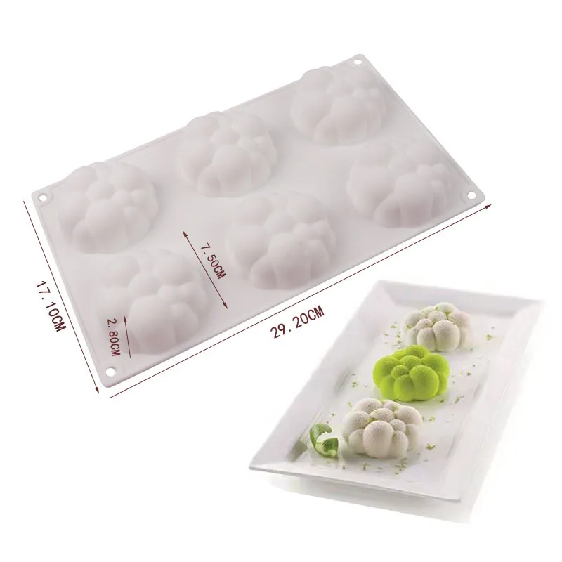 

6 Cavity Bubble Cloud Silicone Cake Mold for DIY Chocolate Mousse Ice Cream Jelly Pudding Pastry Dessert Bread Decorating Tools