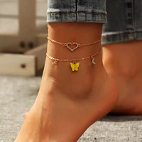 love heart butterfly charms anklets women party gifts sexy barefoot sandal beach foot anklets for lady perfect jewelry accessary