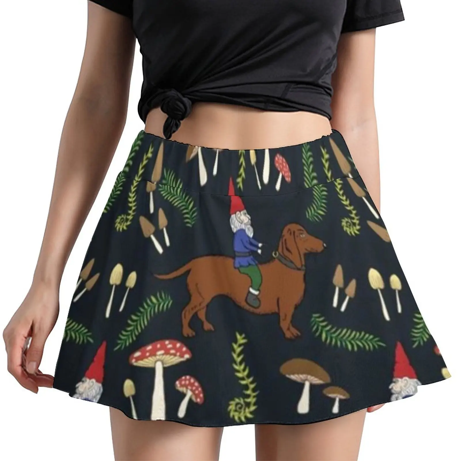 

Cute Dog Dachshund Skirt Mushroom Forest Print Kawaii Mini Skirts Spring Elastic Waist Cute Aesthetic Casual Skirt 4XL 5XL 6XL