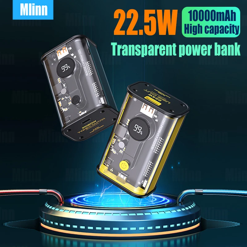 10000mAh portatile trasparente Power Bank 20W carica rapida batteria di ricambio esterna per iPhone 13 12 Samsung S22 Xiaomi 12 s