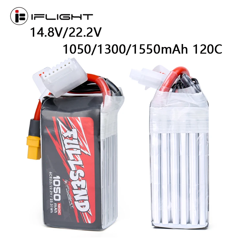 

IFlight FULLSEND 14,8 V 4S/22,2 V 6S 1050/1300/1550mAh 120C аккумулятор Lipo с разъемом XT30/XT60H для FPV гоночного дрона радиоуправляемого автомобиля