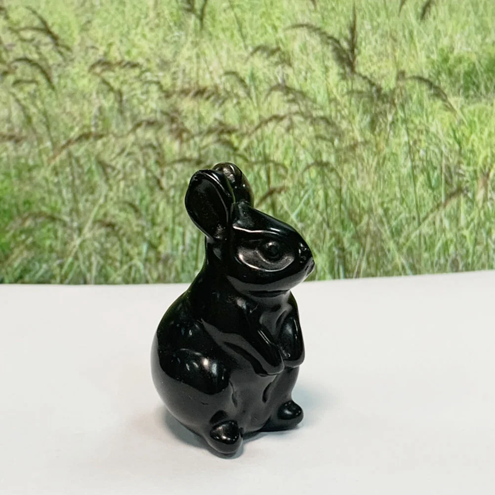 

Mini Bunny Figurines Home Decor Rabbit Ornaments Decorative Miniature Jade Statue Crystal Bunnies