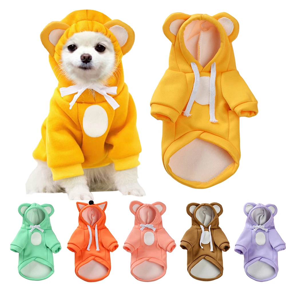 

Pet Dog Hoodies Dog Clothes Adorable Warm Dog Sweaters Bear Ear Hat New Pet Cat Clothes for Autumn And Winter hoodie