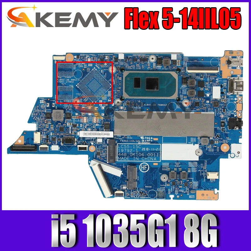 

For Lenovo Flex 5-14IIL05 Laptop (ideapad) motherboard 19792-1 with CPU i5 1035G1 UMA 8G FRU 5B20S44318 100% Fully Tested