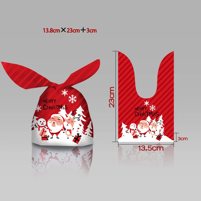 

2022 Cute Cartoon Santa Claus Elk Snowman Gift Box Decor Red Christmas Long Rabbit Ear Candy Biscuits Slash Stripe Goodie Bags