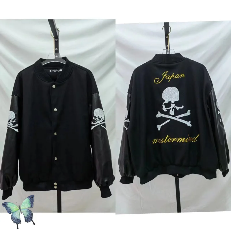 

Mastermind Japan Skull свободная Мужская куртка MMJ хип-хоп кожаная бейсбольная униформа