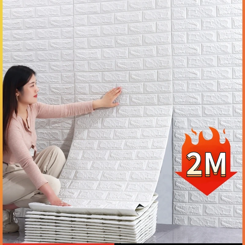

70cmX2m 3D Brick Wall Stickers DIY Ceiling Self-adhesive Waterproof Wallpaper Kids Room Bedroom Kitchen Home Wall Decoration