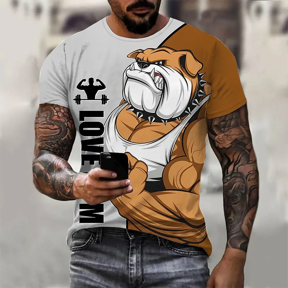 

Summer Animal Bulldog T-shirt Cartoon Cartoon Cartoon Classic Street Style T-shirt Men's and Women's Unisex Adult 3D Printing 10