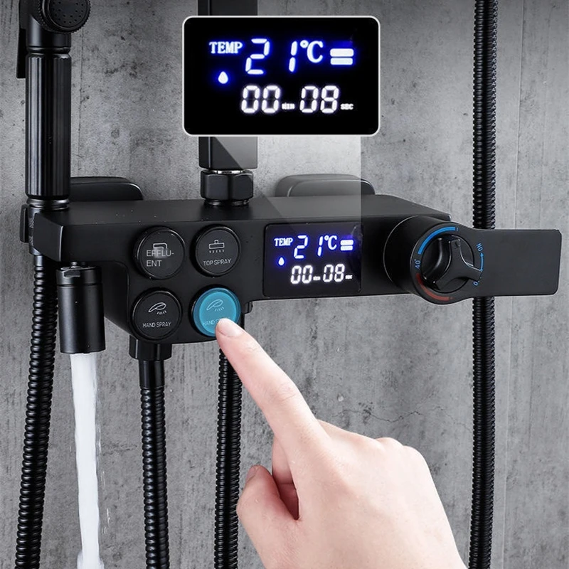 Смеситель для душа с термостатом и светодиодным дисплеем 4 функции - купить по