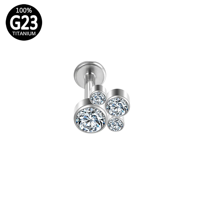 Piercing G23 Titanium Cartilage Septum Lip Ear Zircon Helix Stud Earrings Clicker Hinge Segment Body Jewelry Accessories Labret