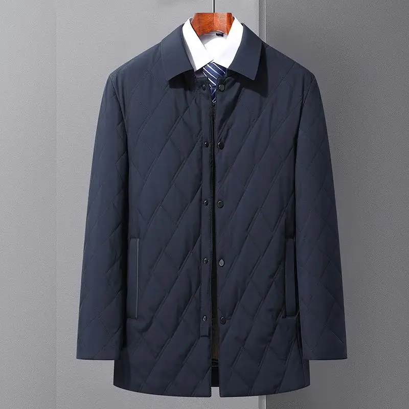 

Мужская зимняя одежда с хлопковой подкладкой для мужчин среднего возраста, деловая Повседневная шелковая хлопковая однобортная Свободная куртка с лацканами, мужская Тонкая