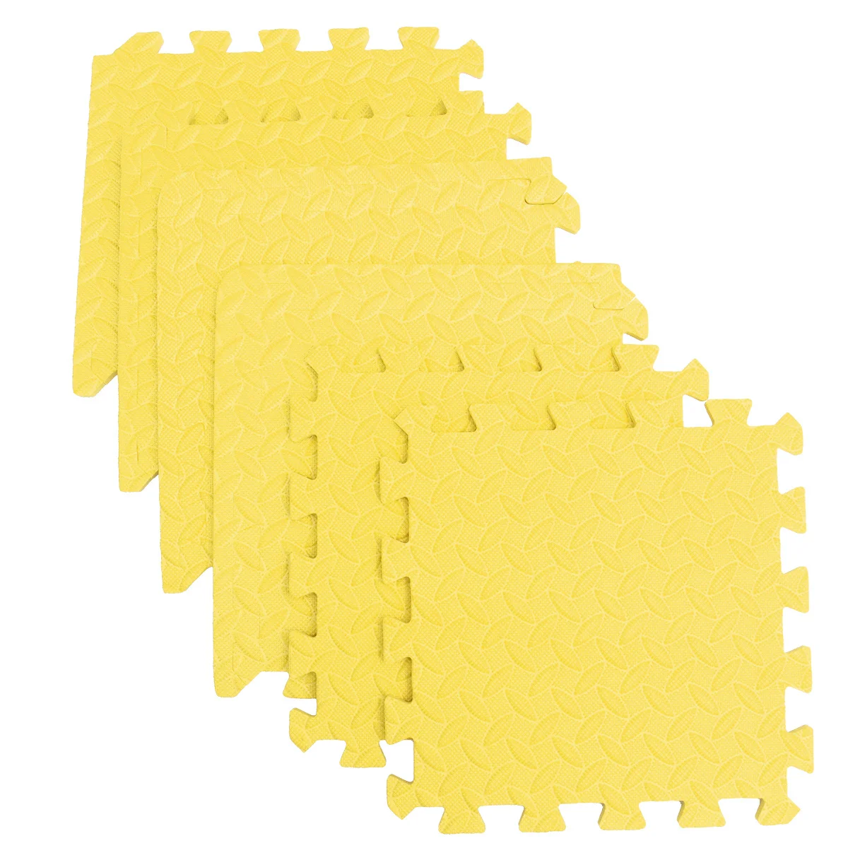 

6Pcs Thicken EVA Leaf Grain Tiles Interlocking Tiles Patchwork Floor Mat Protective Cushion Splicing Rug (Yellow)
