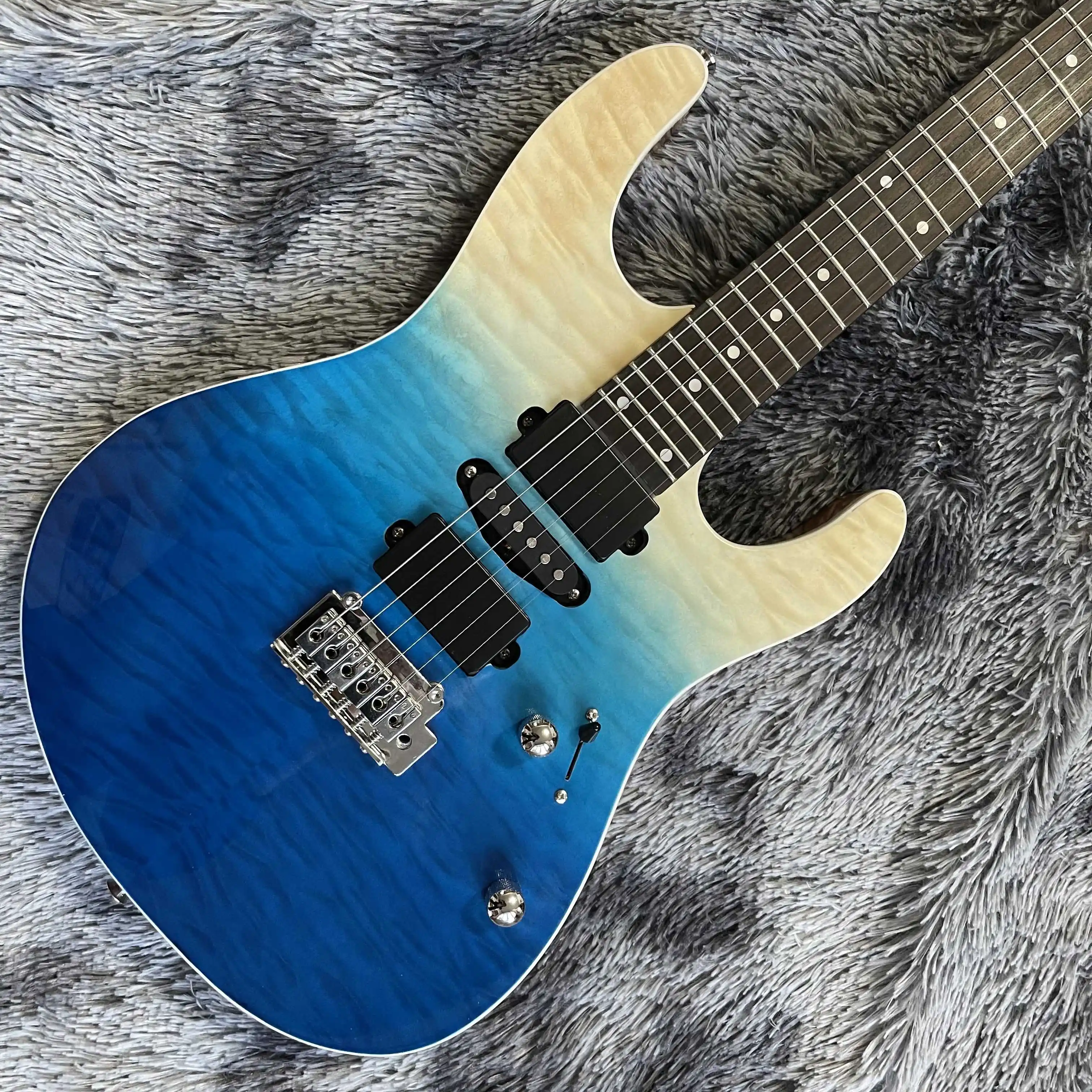 

Бесплатная доставка, градиент синего цвета, специальная форма, уникальная, электрогитара, новинка 2022 года, высококлассная пользовательская,