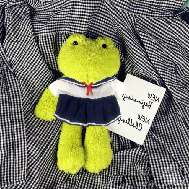 

30cm Soft Green Frog Plush Stuffed Toy Dog Monkey Bear Put on Clothes Plush Toy Home Decoration Kids Gift