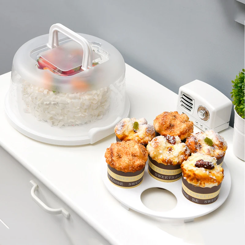 6 Inch Cake Storage Box 7 Holes Cupcake Carrier Holder Fresh-keeping Cake Container Tray Multifunction Pastry Cake Packaging Box