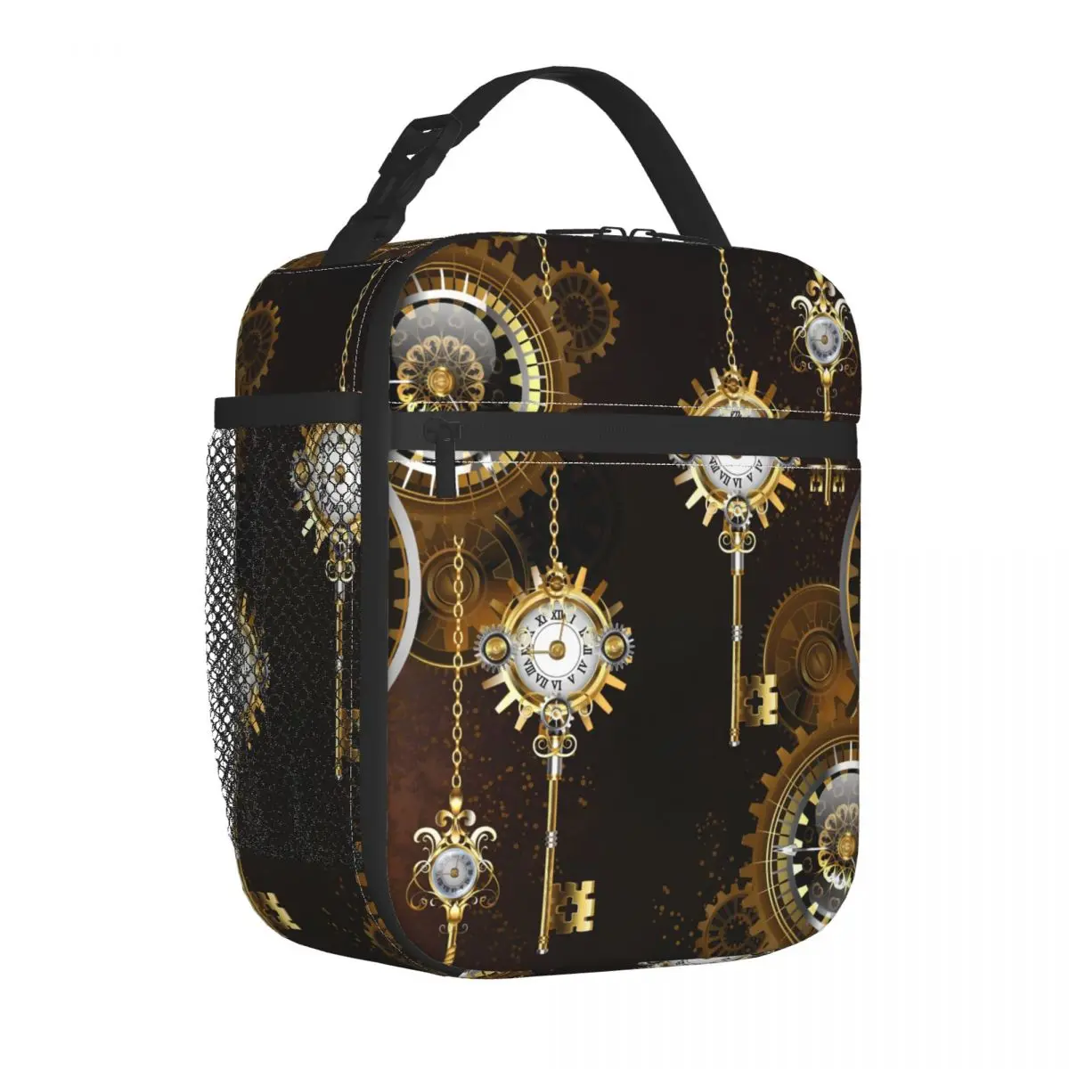 

Steampunk Rusty Lunch Bag Watch Print School Lunch Box For Adult Leisure Designer Tote Food Bags Oxford Cooler Bag