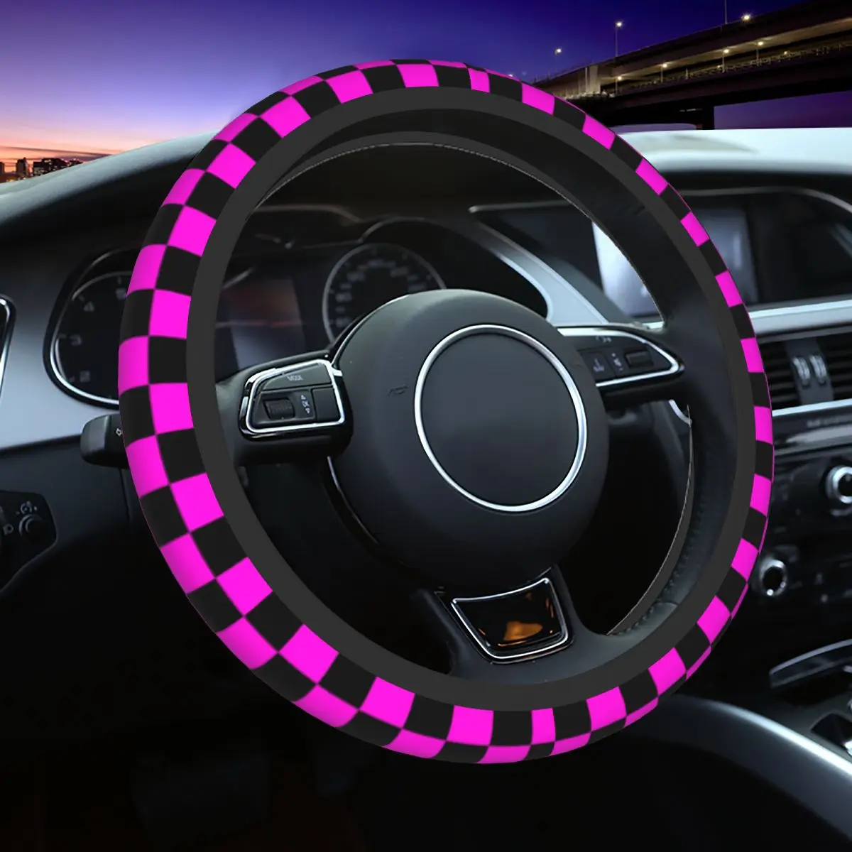 

Garry's Mod Missing Textures Pattern Steering Wheel Cover Tartan Steering Wheel Protector Universal Fit 37-38cm Car Accessories