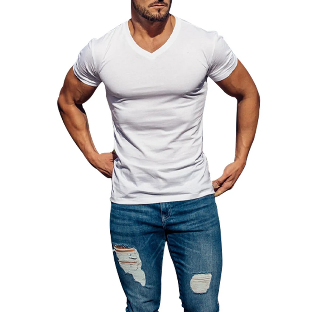 

Brand New Outdoor Appointments Men Tops T Shirt M~2XL Short Sleeve Slim Fit V Neck Workout Blouse Comfort Mens