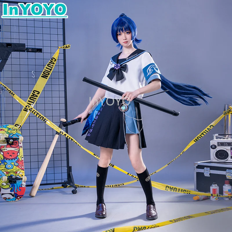 

Костюм для косплея InYOYO Wanderer Scaramouche Game Genshin Impact Bad в стиле преппи, матросский костюм JK, Униформа, наряд для вечеринки