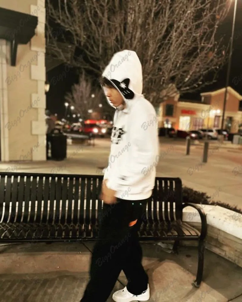 Женская толстовка на молнии Белая кофта большого размера в стиле Харадзюку y2k -