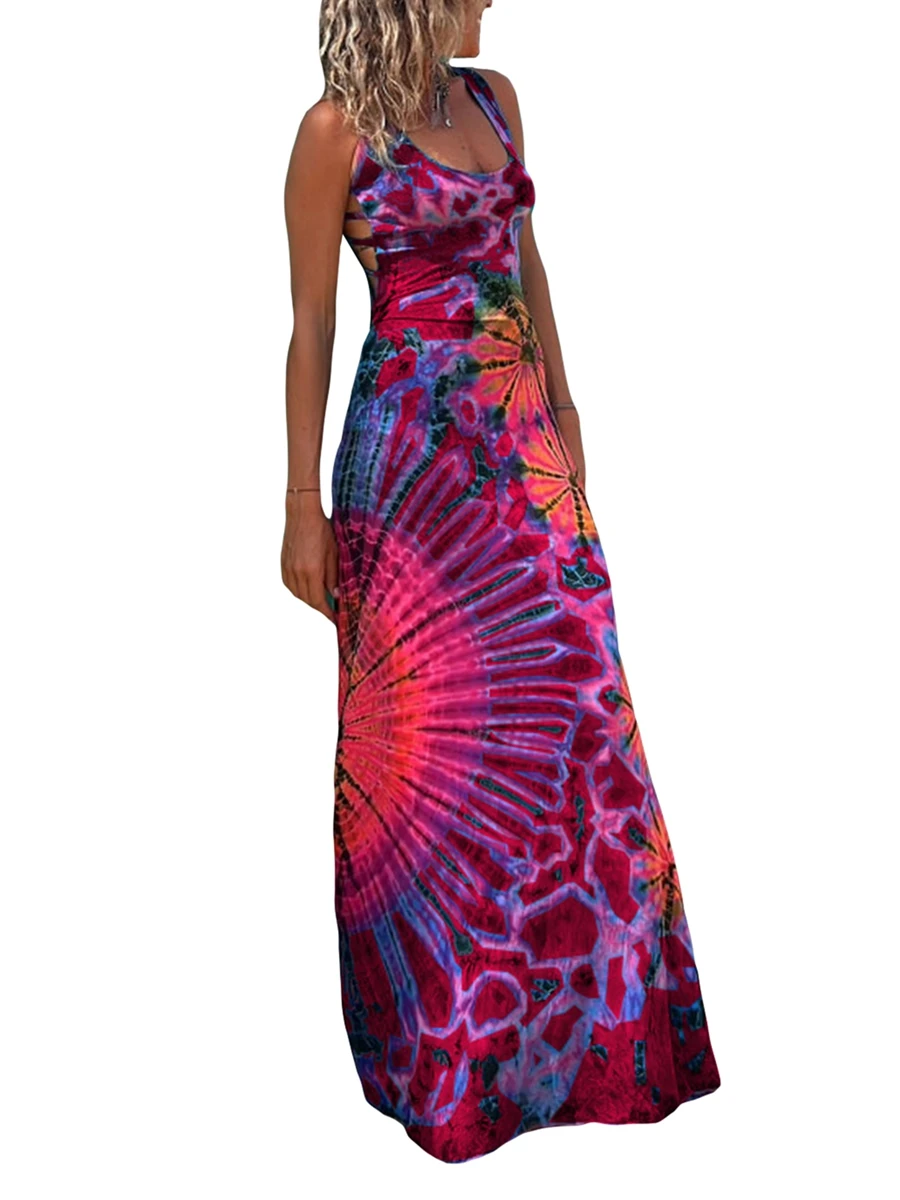 

Платье-Макси женское без рукавов, летнее богемное длинное пляжное платье, сарафан в стиле бохо