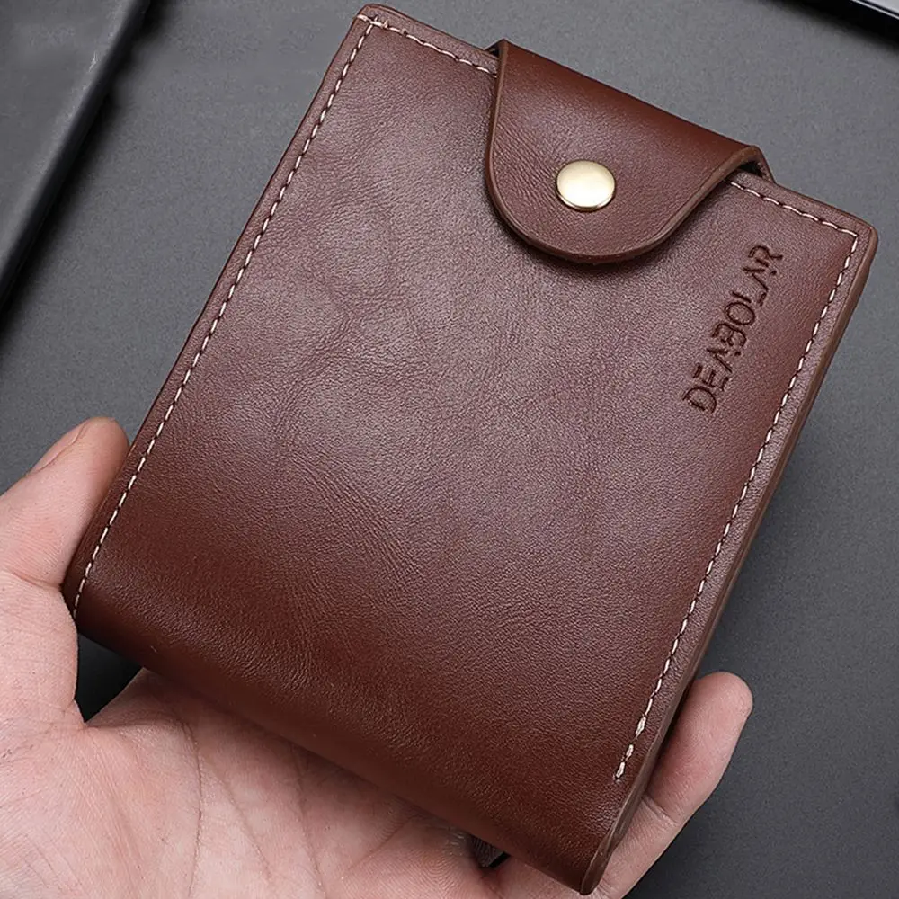 

Money Pocket Purse Card Bag Coin Purse Fashion Design Korean Style Wallets Men Wallets PU Clutch Bag Snap Button Bag