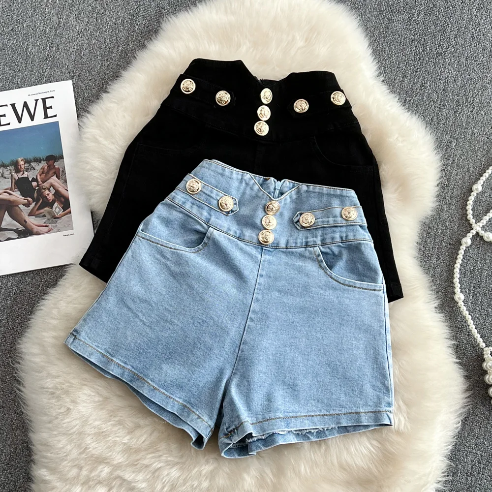

short mujer Casual All-Match Denim Shorts Women's 2022 New Summer Korean Version Slim Chic High Waist A-line Jeans Hot Trousers
