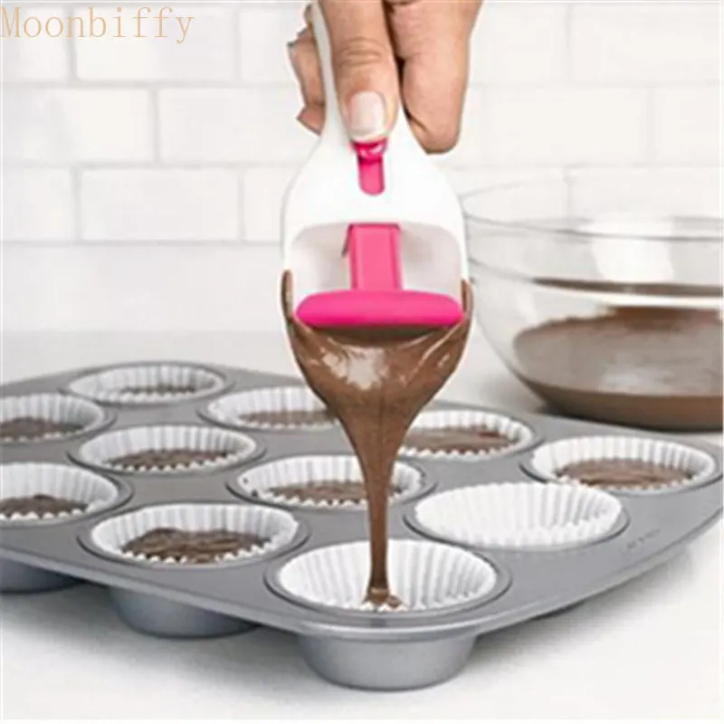 

Can Push Labor-saving Cupcake Silicone Scoop Cake Spoon Baking Cake Liquid Chocolate Sauce Batter Measuring Spoon Cake Spatula