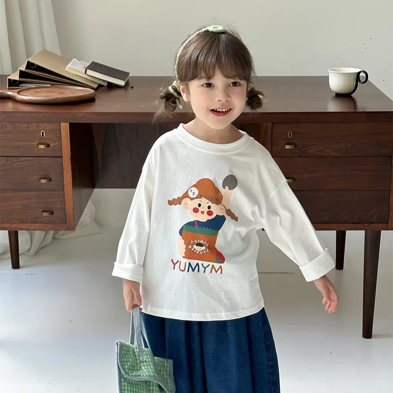 Толстовка для девочек Новинка осени 2024 детская одежда милая мультяшная кукла